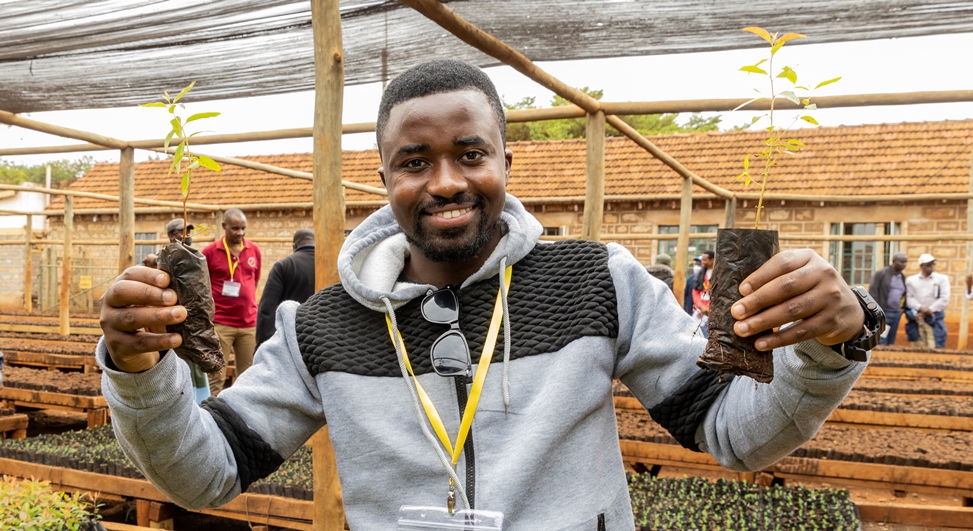 Abel Kamfwe, Executive Director of Green Generation Zambia during a field visit at Kakuzi Plc in Makuyu, Murang’a County, Kenya